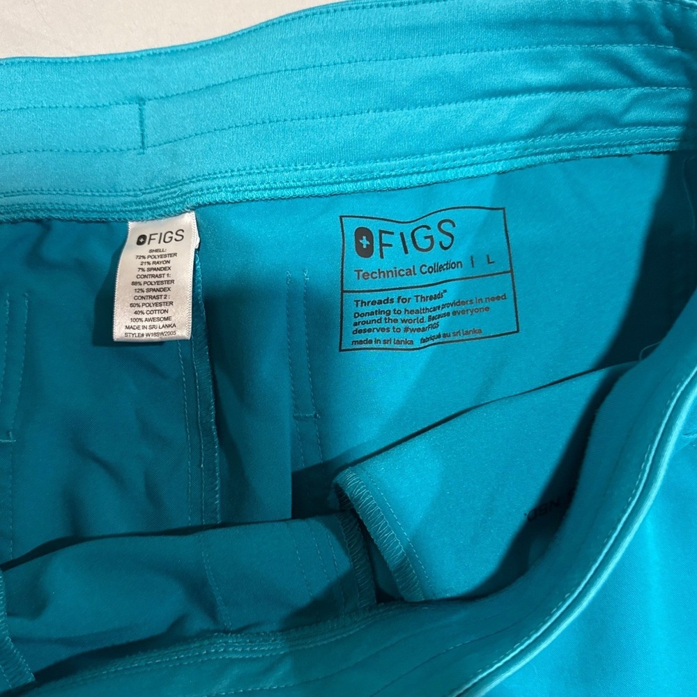 FIGS Zamora Jogger Scrub Pants Teal Blue Womens Large Yoga Waistband W16SW2005 - Picture 6 of 7